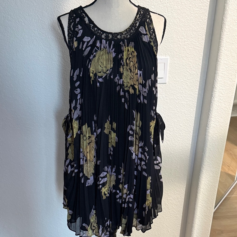 Free People Black and Yellow Floral Dress